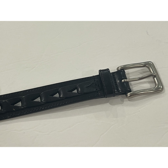 Mens Black Braided Belt Genuine Leather Woven Casual Dress Belt Size 36 main image 5